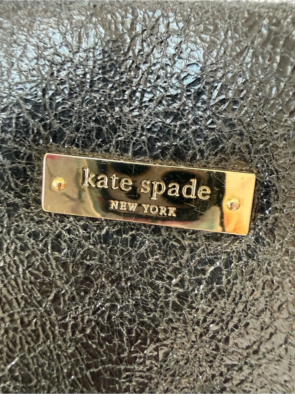 kate spade Black Textured Leather Clutch Purse Large 12”x8” Flex Spring Closure